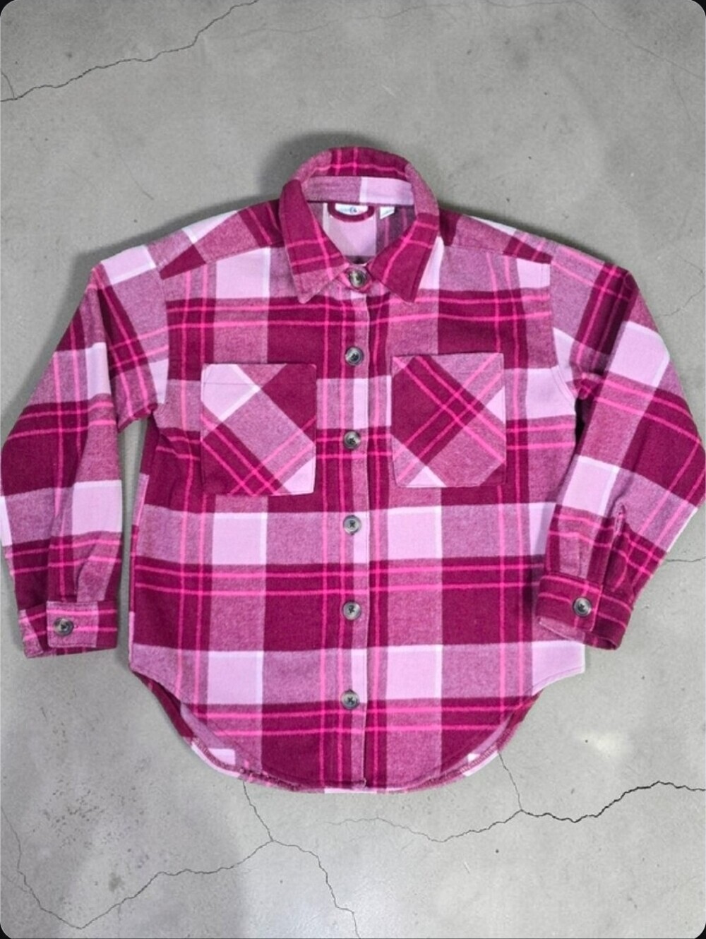 Sugar & Jade Girls Size L 12\14 Wool Blend Sugar Plum Plaid Button Down Jacket